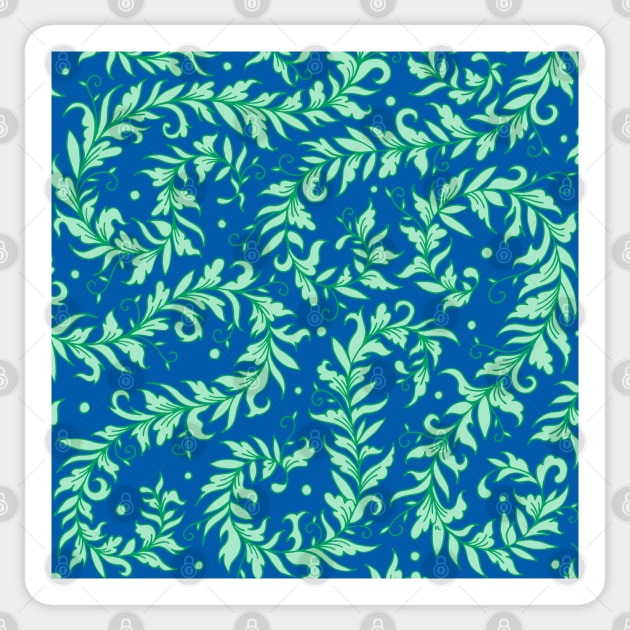 Lacy Leaves Green and Blue Sticker by HLeslie Design